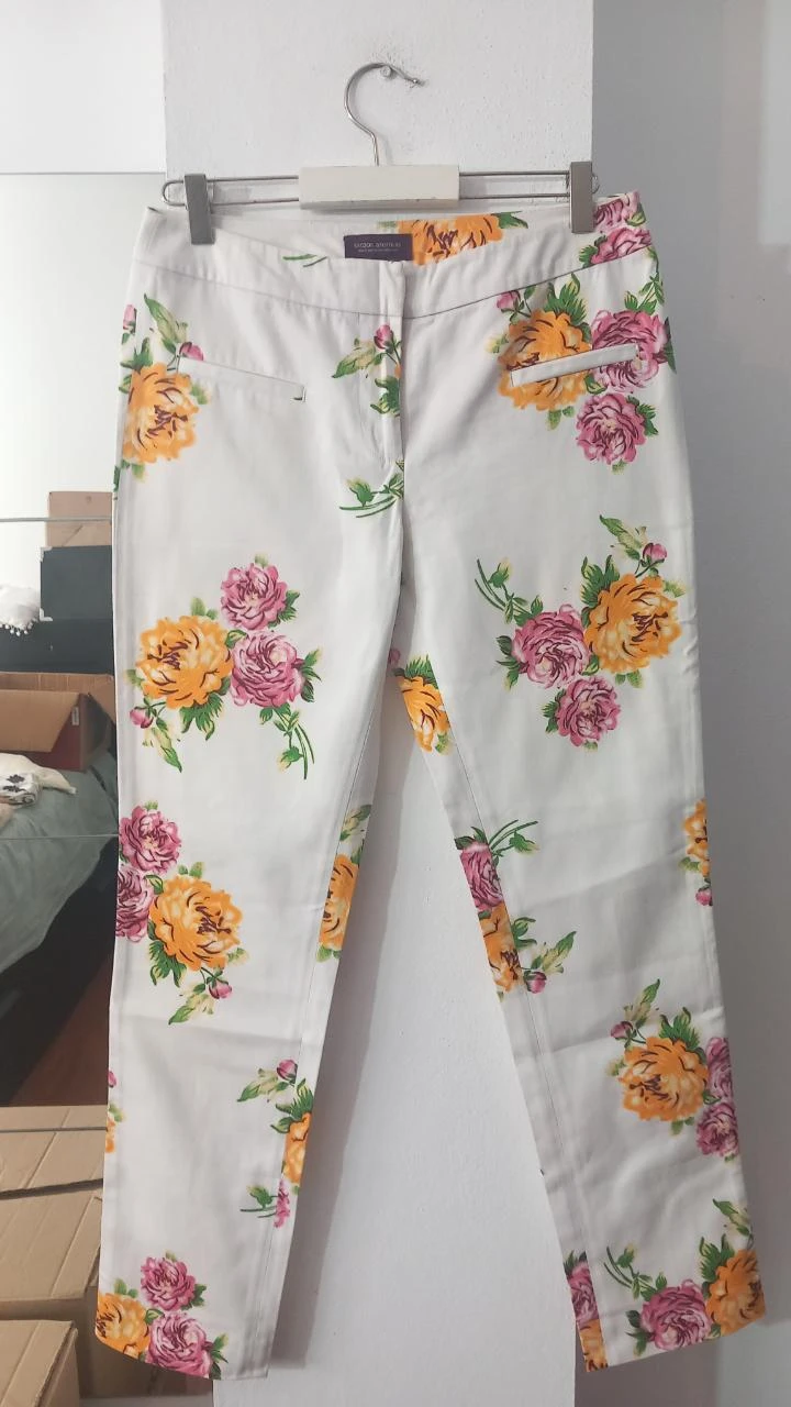 Calças Florais Sacoor Brothers 36 | Elegant Floral Trousers | Pantalon Fleuri Él